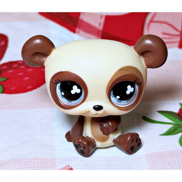 Authentic Littlest Pet Shop LPS #612 Euro Teddy Panda Bear Aqua Clover Eyes - Picture 4 of 8